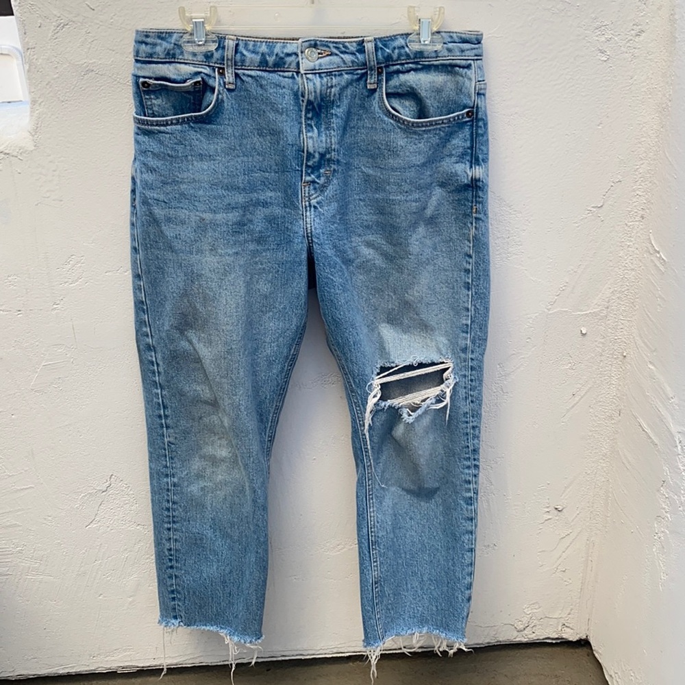 Topshop Straight Leg Ripped Jeans